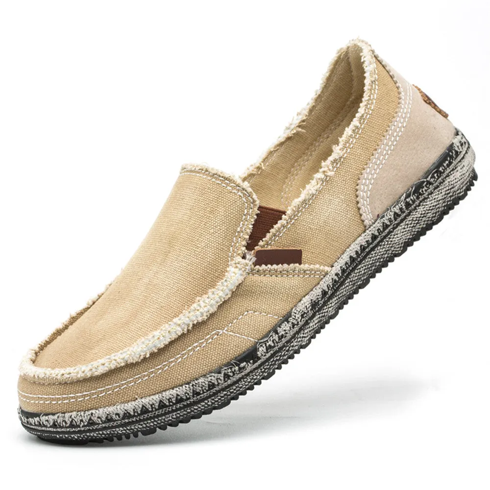 Mens Canvas Shoes Vintage Breathable Slip on Loafers for Walking | runandup