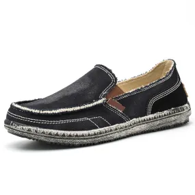 Mens Canvas Shoes Vintage Breathable Slip on Loafers for Walking | runandup