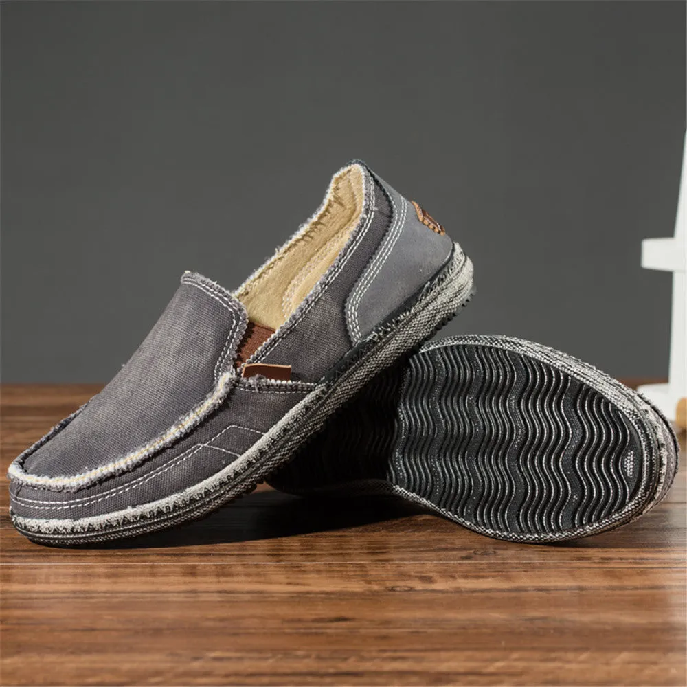 Mens Canvas Shoes Vintage Breathable Slip on Loafers for Walking | runandup