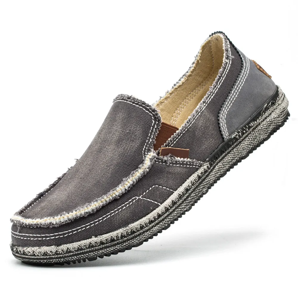 Mens Canvas Shoes Vintage Breathable Slip on Loafers for Walking | runandup