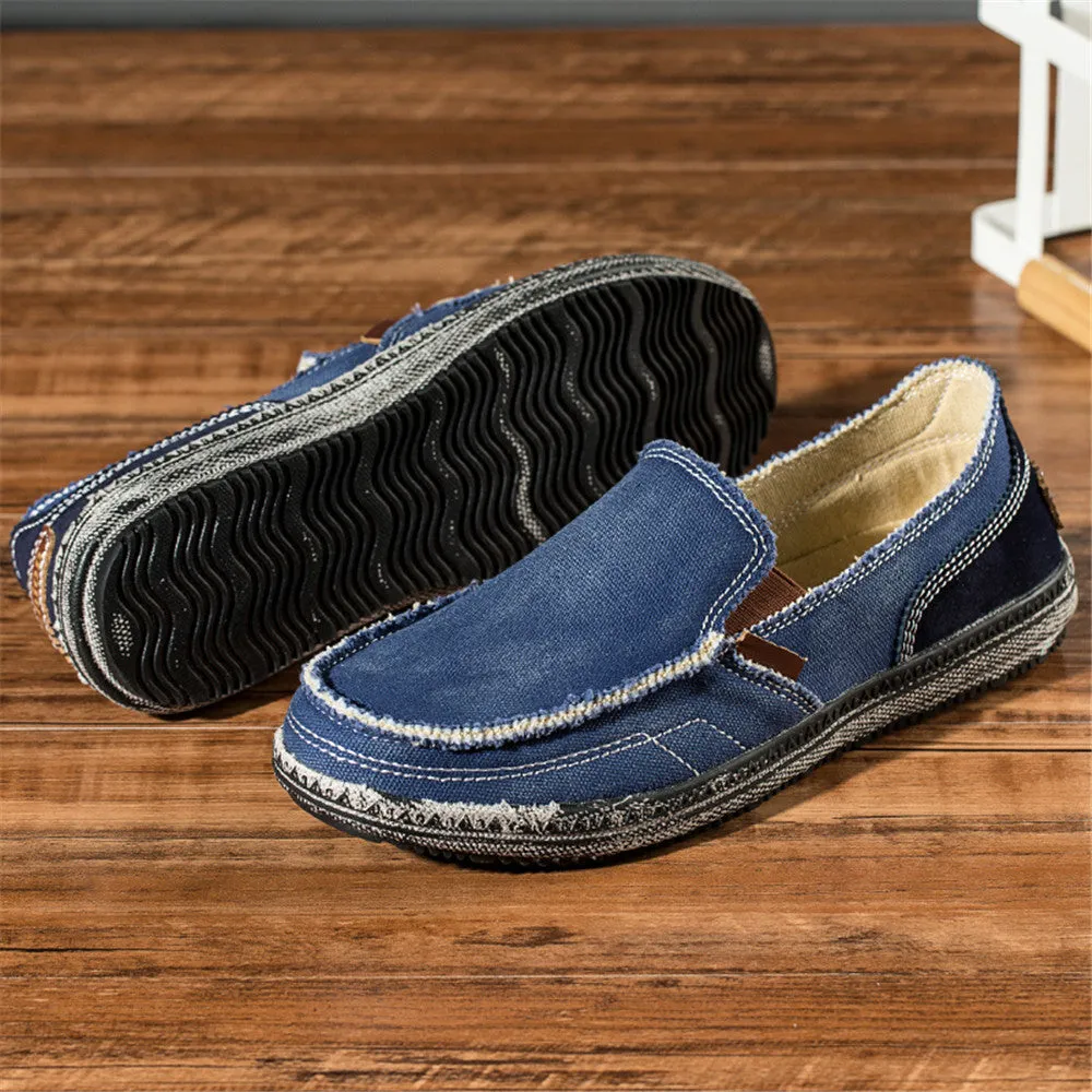 Mens Canvas Shoes Vintage Breathable Slip on Loafers for Walking | runandup