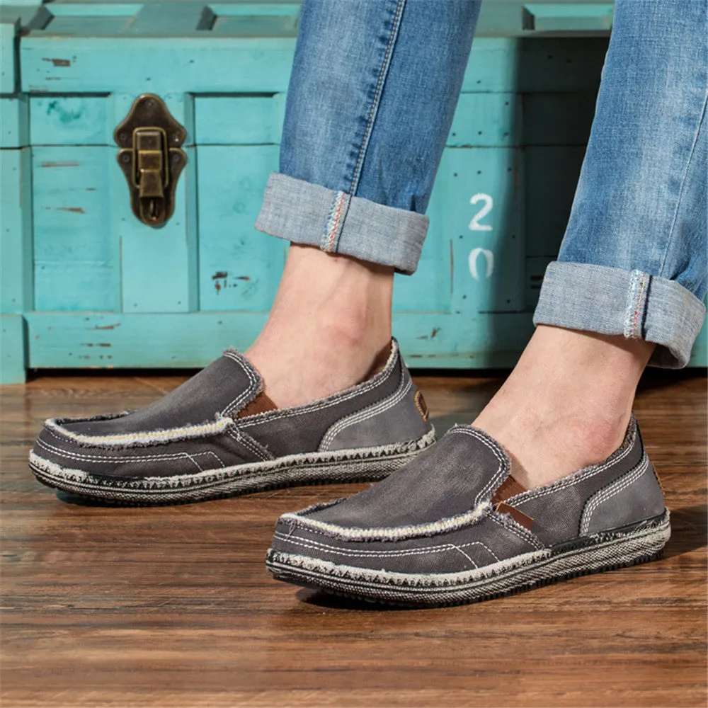 Mens Canvas Shoes Vintage Breathable Slip on Loafers for Walking | runandup