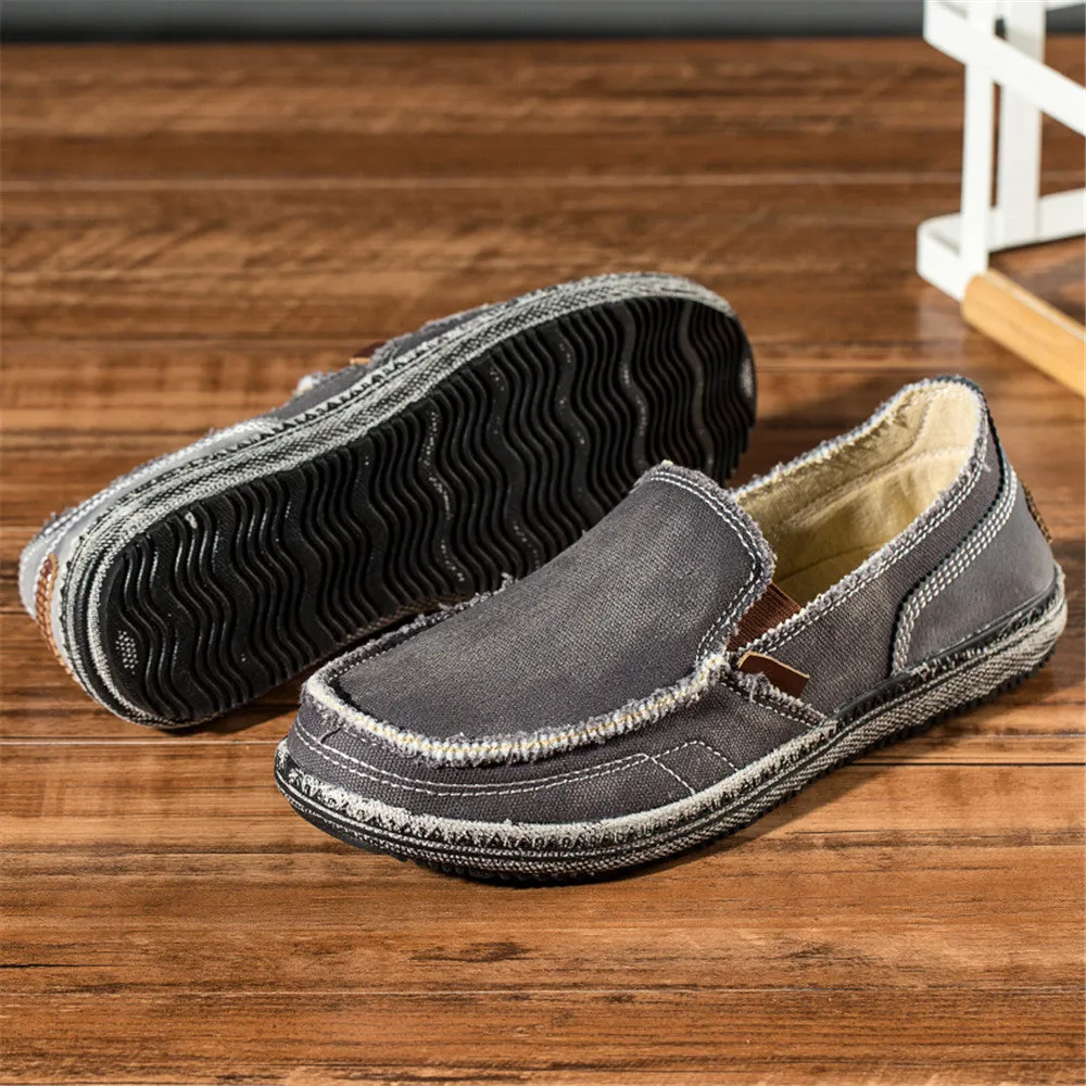 Mens Canvas Shoes Vintage Breathable Slip on Loafers for Walking | runandup