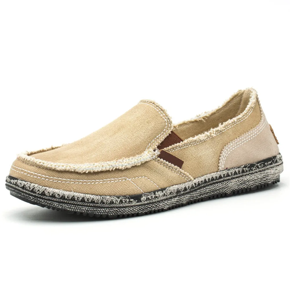 Mens Canvas Shoes Vintage Breathable Slip on Loafers for Walking | runandup