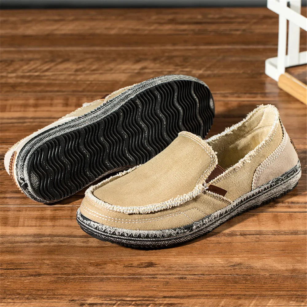 Mens Canvas Shoes Vintage Breathable Slip on Loafers for Walking | runandup
