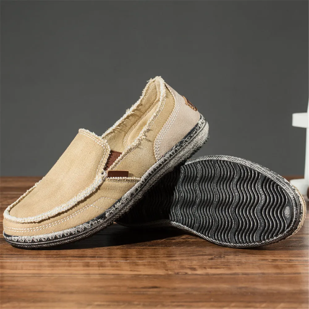Mens Canvas Shoes Vintage Breathable Slip on Loafers for Walking | runandup
