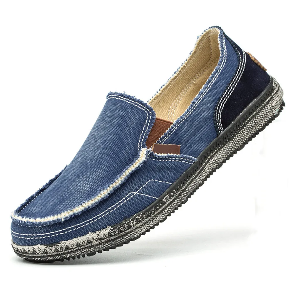 Mens Canvas Shoes Vintage Breathable Slip on Loafers for Walking | runandup