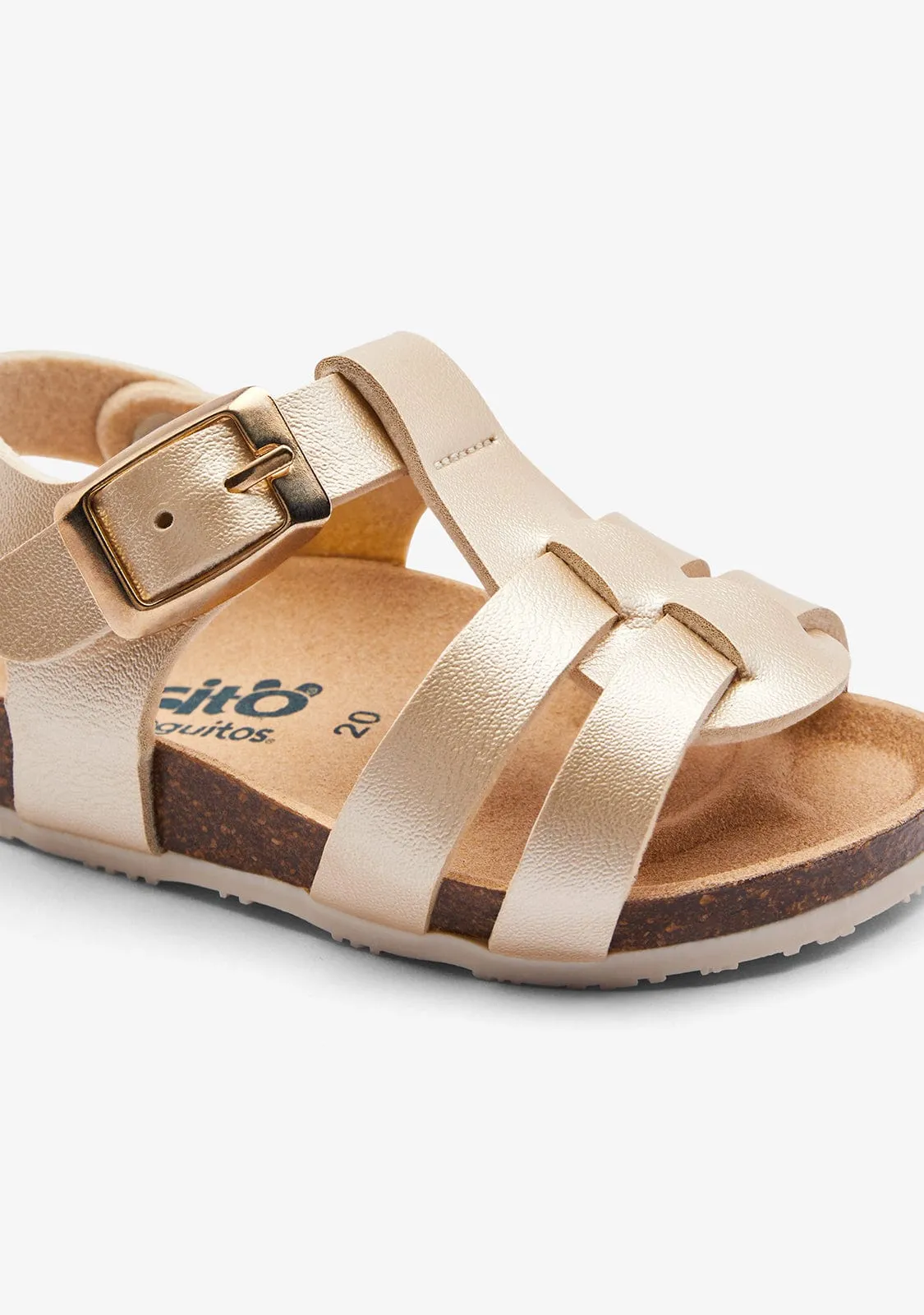 Metallized Gold Bio Strips Sandals