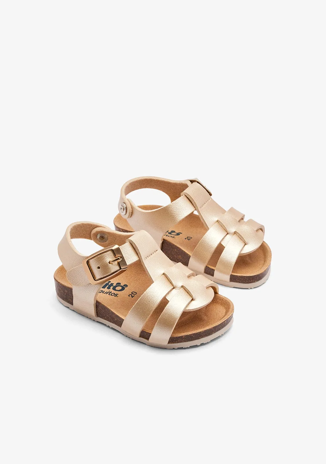 Metallized Gold Bio Strips Sandals