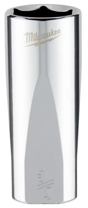 Milwaukee 45-34-7500 Socket, 3/4 in Socket, 3/8 in Drive, 6-Point, Chrome Vanadium Steel, Chrome :CD: QUANTITY: 1
