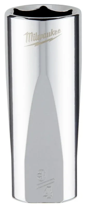 Milwaukee 45-34-7500 Socket, 3/4 in Socket, 3/8 in Drive, 6-Point, Chrome Vanadium Steel, Chrome :CD: QUANTITY: 1