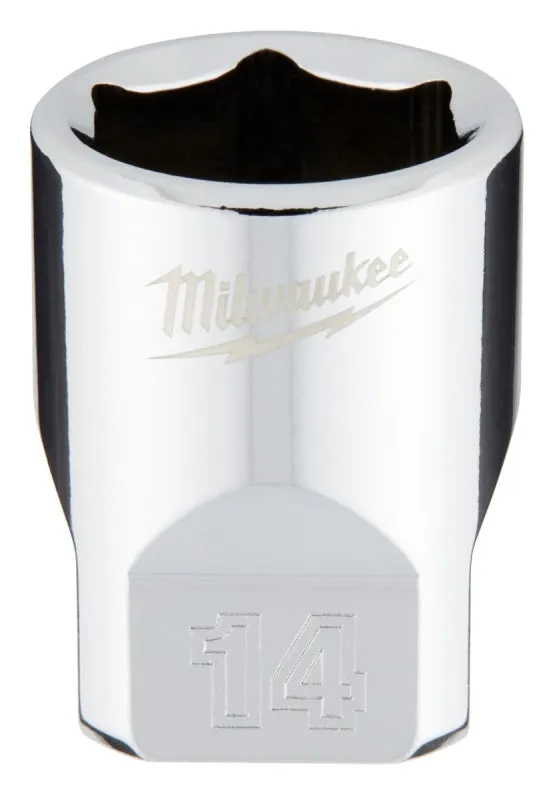 Milwaukee 45-34-9040 Socket, 14 mm Socket, 1/4 in Drive, 6-Point, Chrome Vanadium Steel, Chrome :CD: QUANTITY: 1