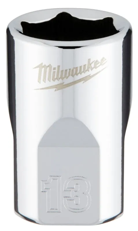 Milwaukee 45-34-9083 Socket, 13 mm Socket, 3/8 in Drive, 6-Point, Chrome Vanadium Steel, Chrome :CD: QUANTITY: 1