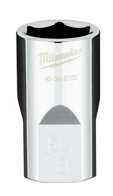 Milwaukee 45-34-9102 Socket, 5/8 in Socket, 1/2 in Drive, 6-Point, Chrome Vanadium Steel, Chrome :CD: QUANTITY: 1