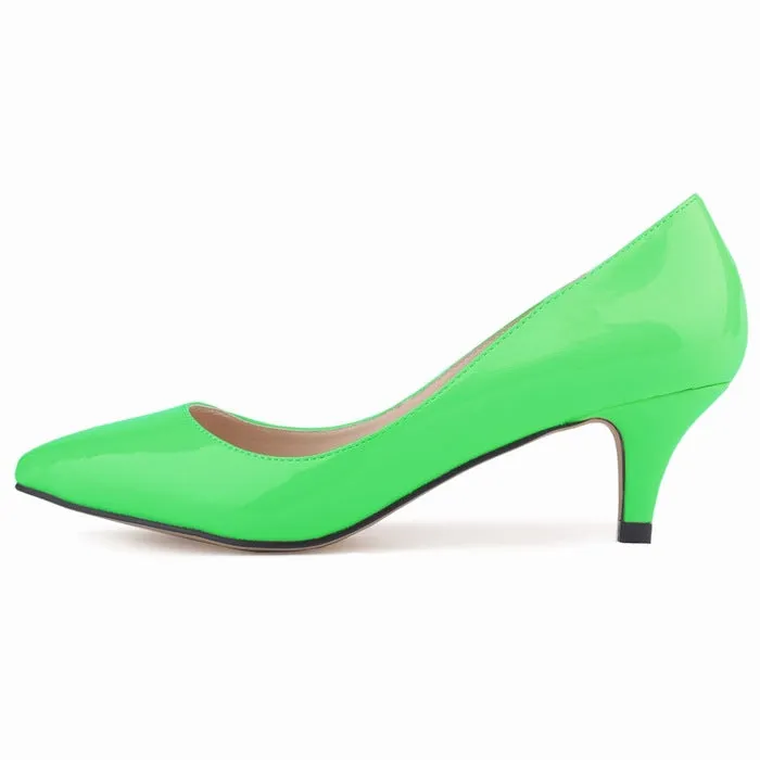 Pointed toe kitten heels pumps medium heels office work shoes bridal pumps