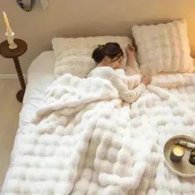 Polyester Carpet Rabbit Bubble Velvet Thickened Nap Quilt Blanket