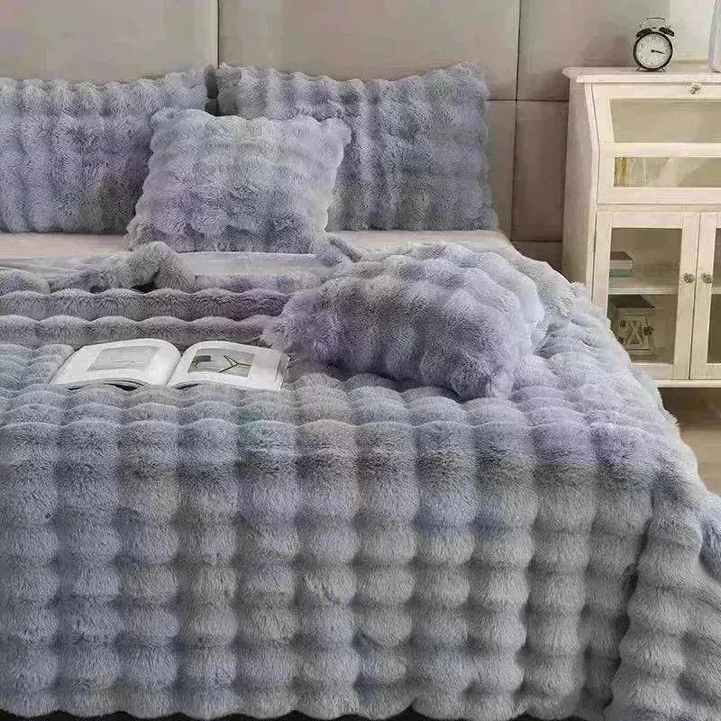 Polyester Carpet Rabbit Bubble Velvet Thickened Nap Quilt Blanket