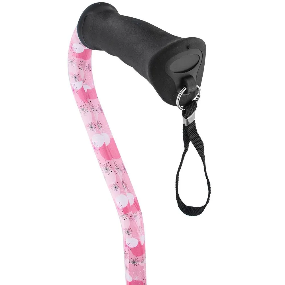 Pretty in Pink Aluminum Convertible Quad Walking Cane with Comfort Grip - Adjustable Shaft