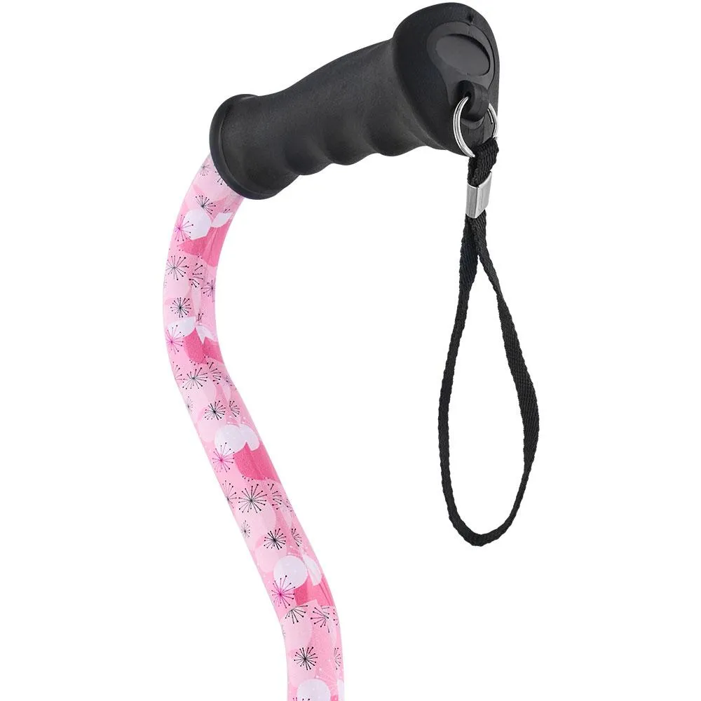 Pretty in Pink Aluminum Convertible Quad Walking Cane with Comfort Grip - Adjustable Shaft