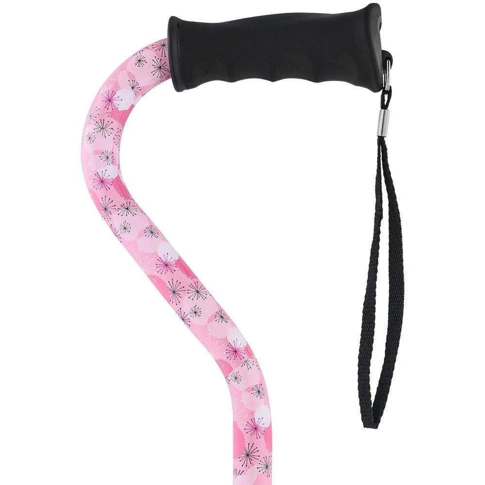 Pretty in Pink Aluminum Convertible Quad Walking Cane with Comfort Grip - Adjustable Shaft