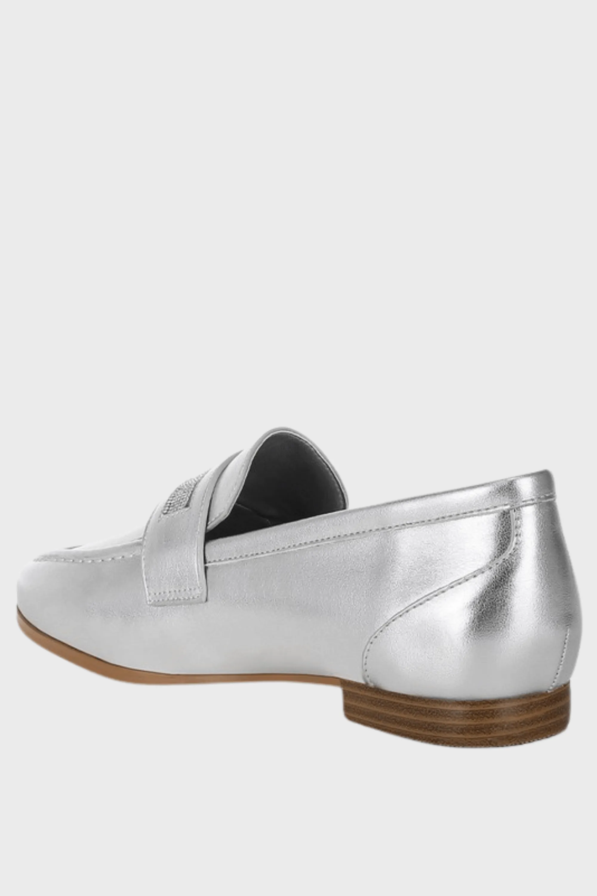 Rhinestone Strap Metallic Loafers
