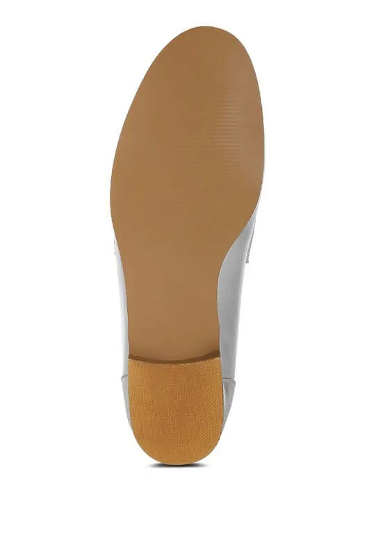 Rhinestone Strap Metallic Loafers