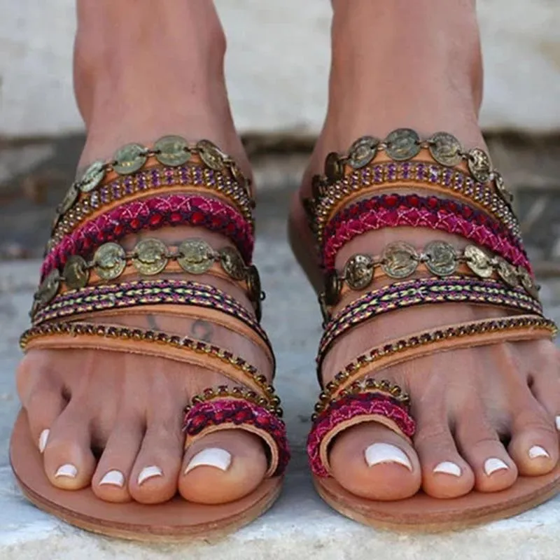 Roman Plus Size Comfortable Beach Flat Sandals