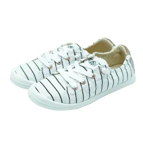 Roxy Women's Bayshore III Slip On Stripe Tennis Shoes White Black Size 7