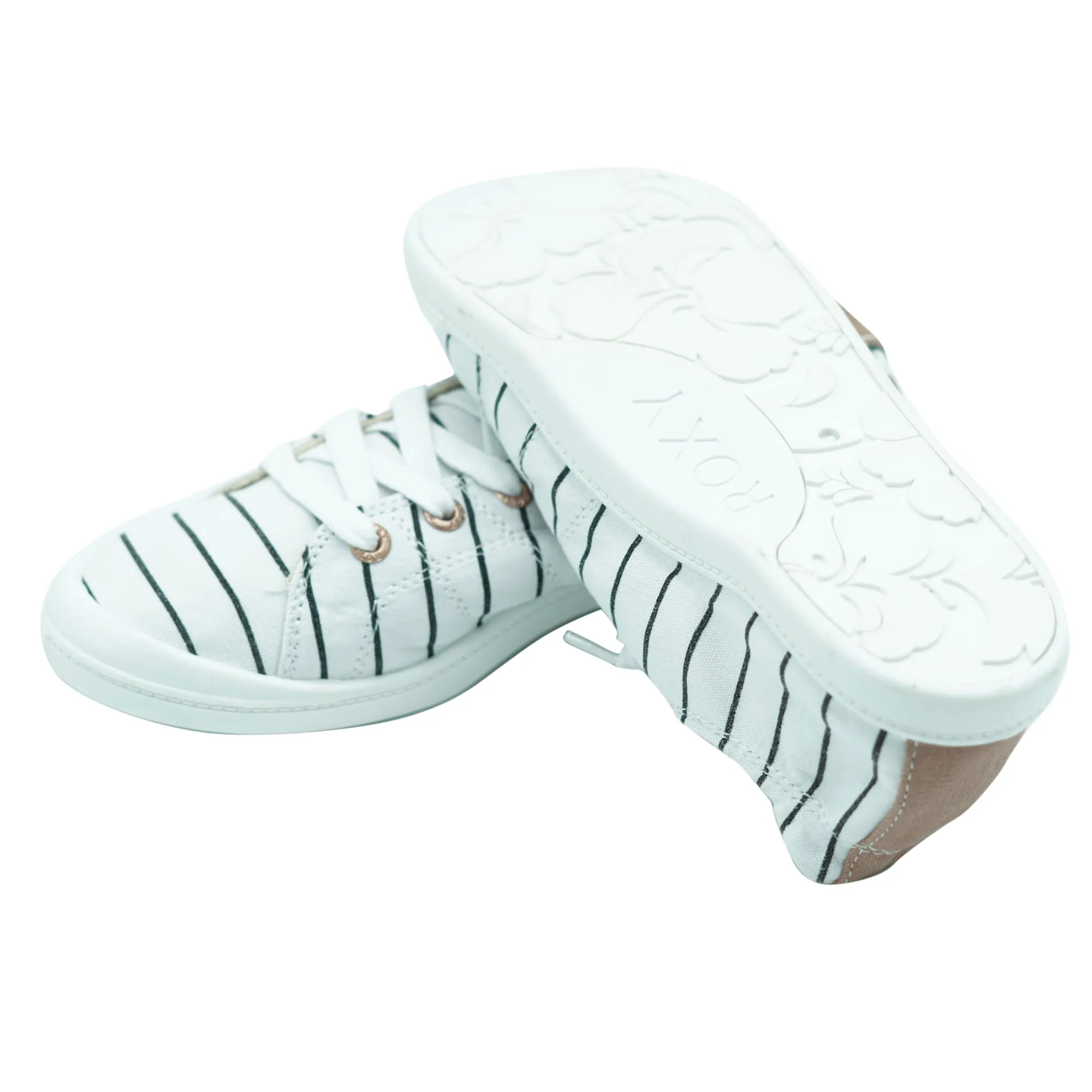 Roxy Women's Bayshore III Slip On Stripe Tennis Shoes White Black Size 7