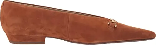 Sam Edelman Jenica Frontier Brown Chain Details Slip On Pointed Toe Dress Flats