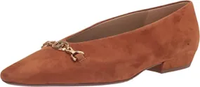 Sam Edelman Jenica Frontier Brown Chain Details Slip On Pointed Toe Dress Flats