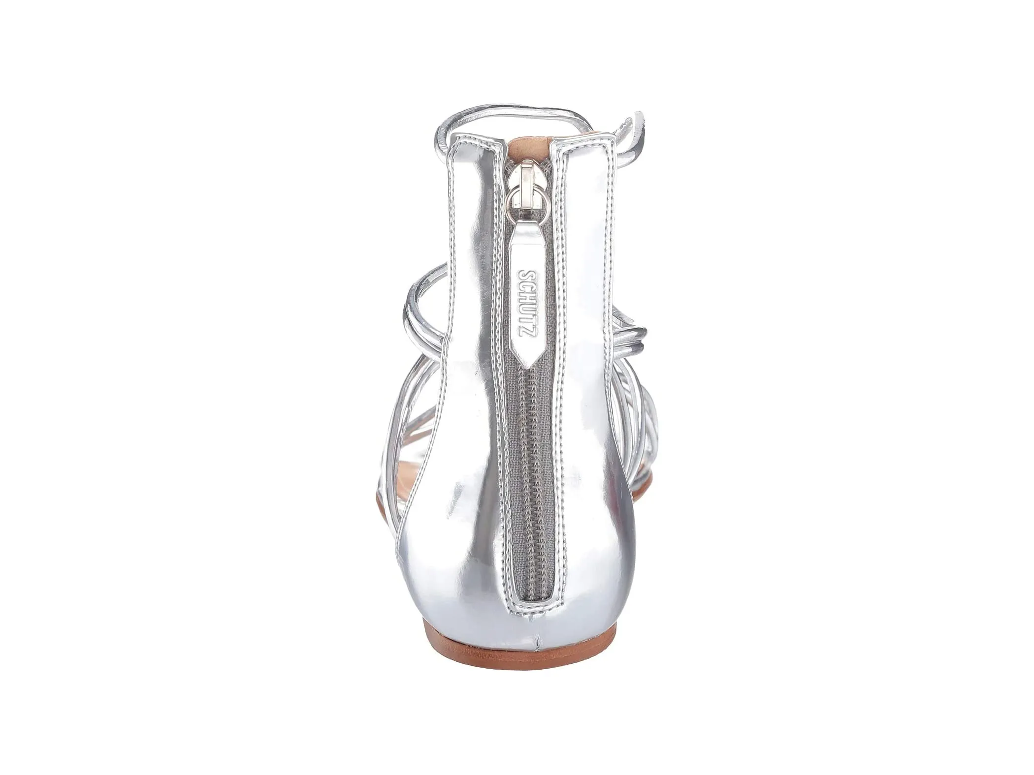 Schutz Fabia Metallic Open Toe Strappy Sandals Prata Silver Strappy Flat