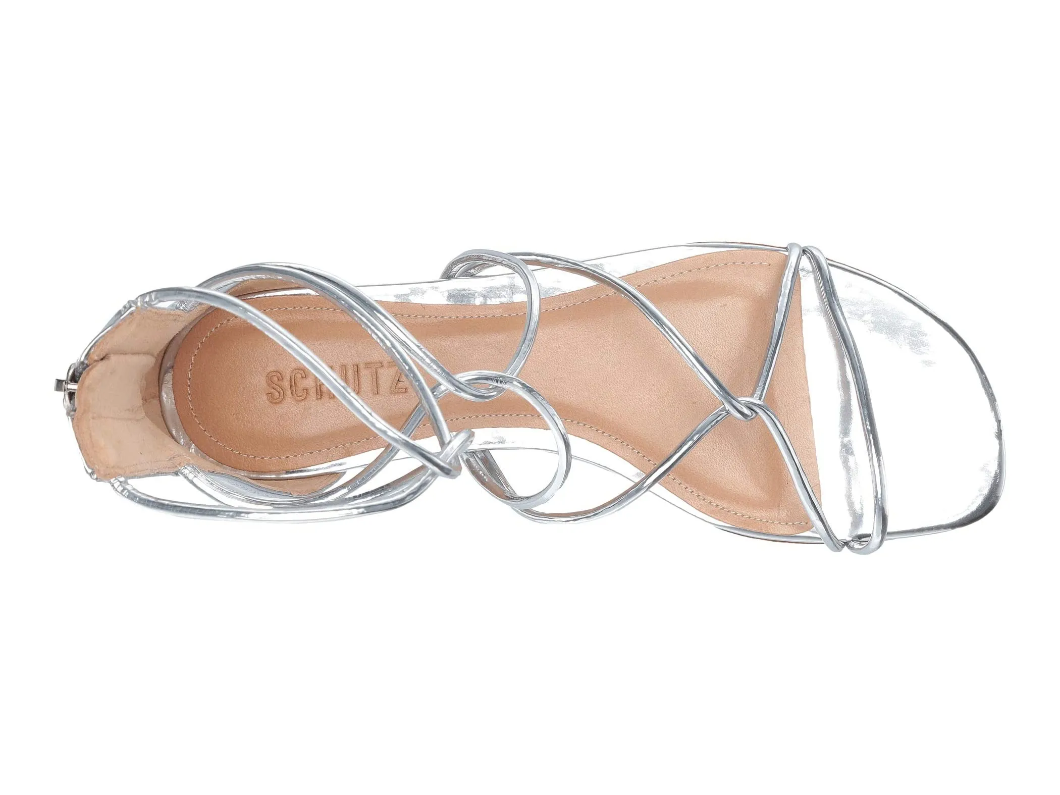 Schutz Fabia Metallic Open Toe Strappy Sandals Prata Silver Strappy Flat