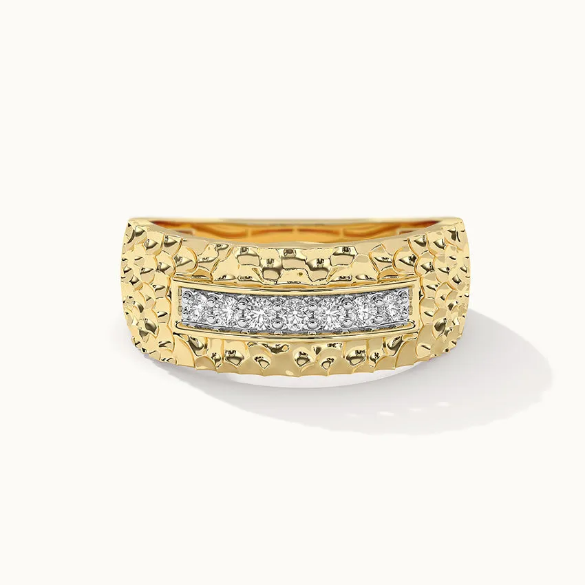 Statement Hammered Diamond Band
