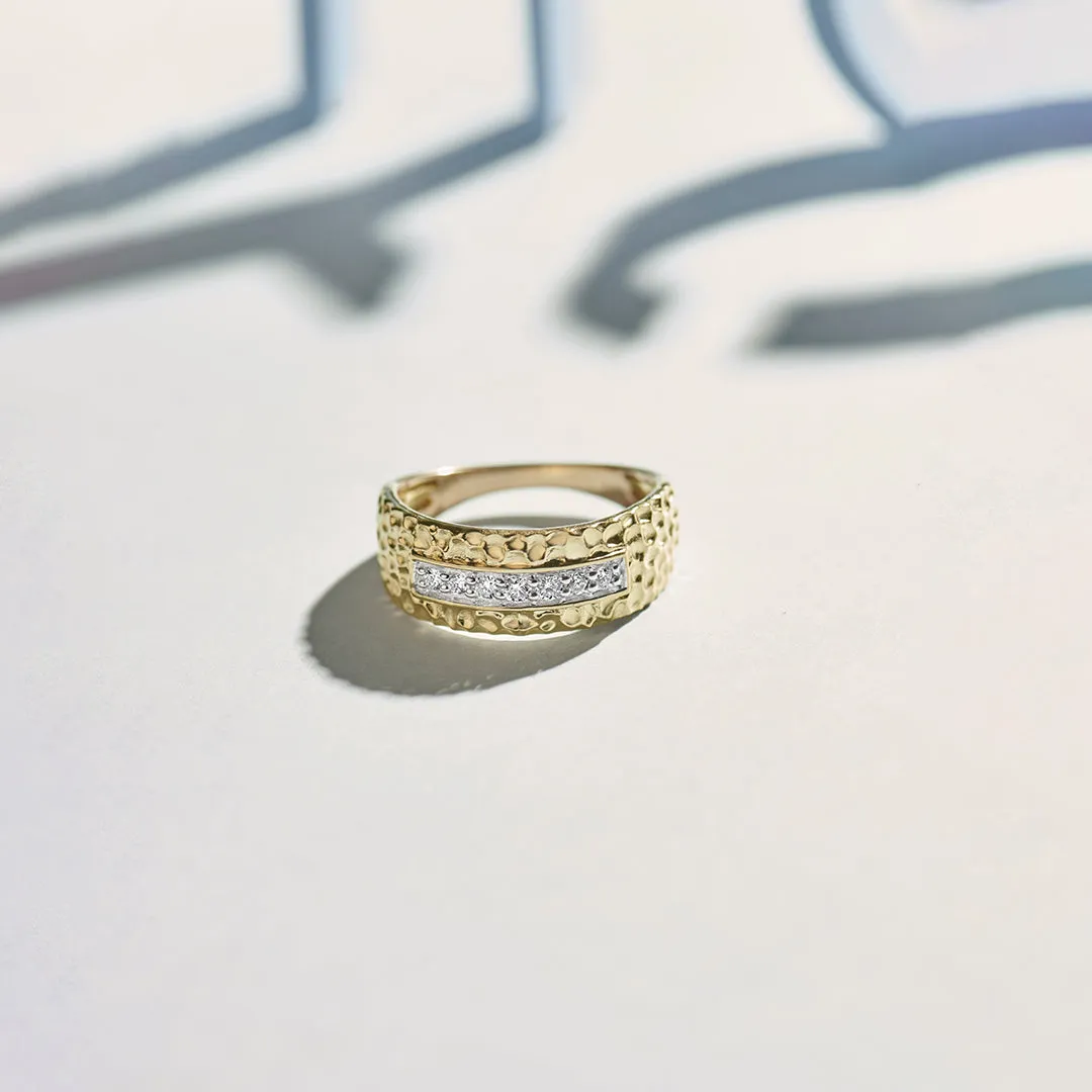 Statement Hammered Diamond Band