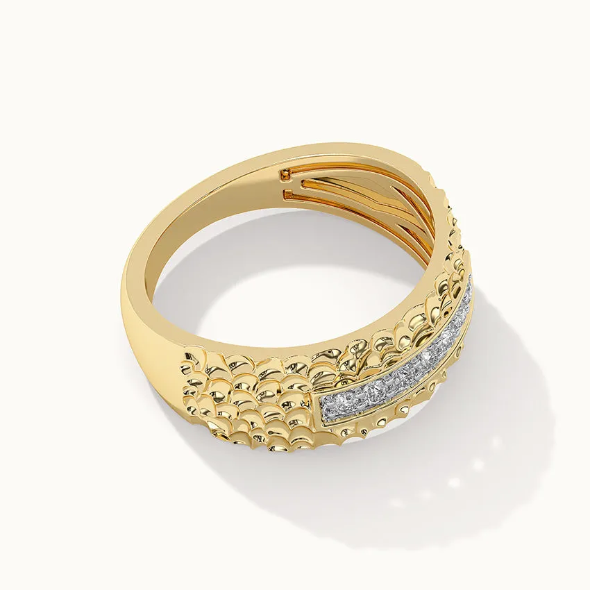 Statement Hammered Diamond Band