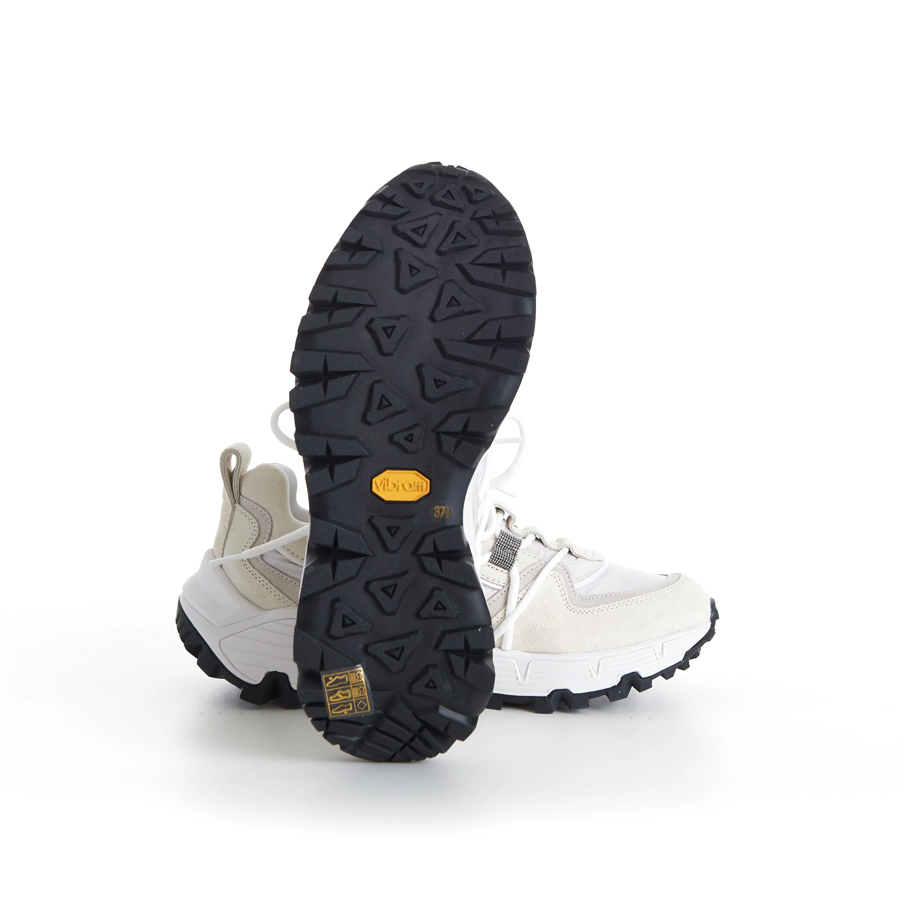 White Lowtop Sneakers - Monili Embroidered Eyelets, Suede/Techno Fabric