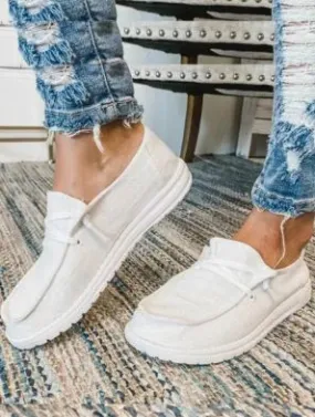 White Solid Canvas Shoes