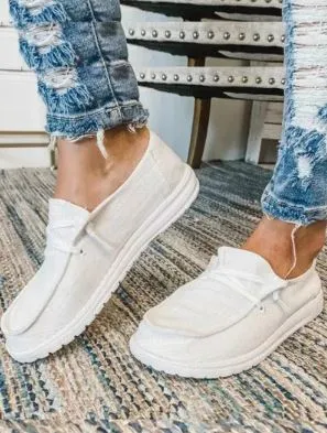 White Solid Canvas Shoes