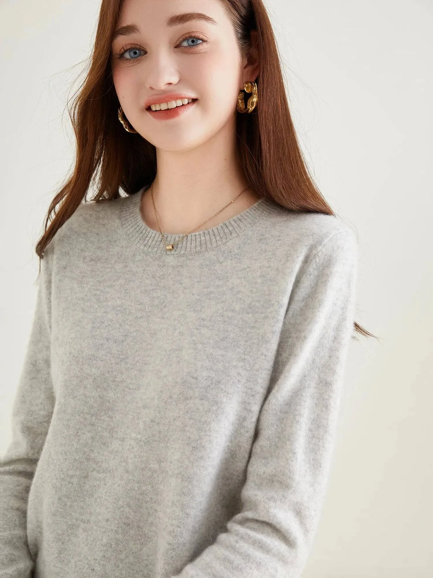 Women's 100% Cashmere O-Neck Sweater - Soft and Stylish Knitwear