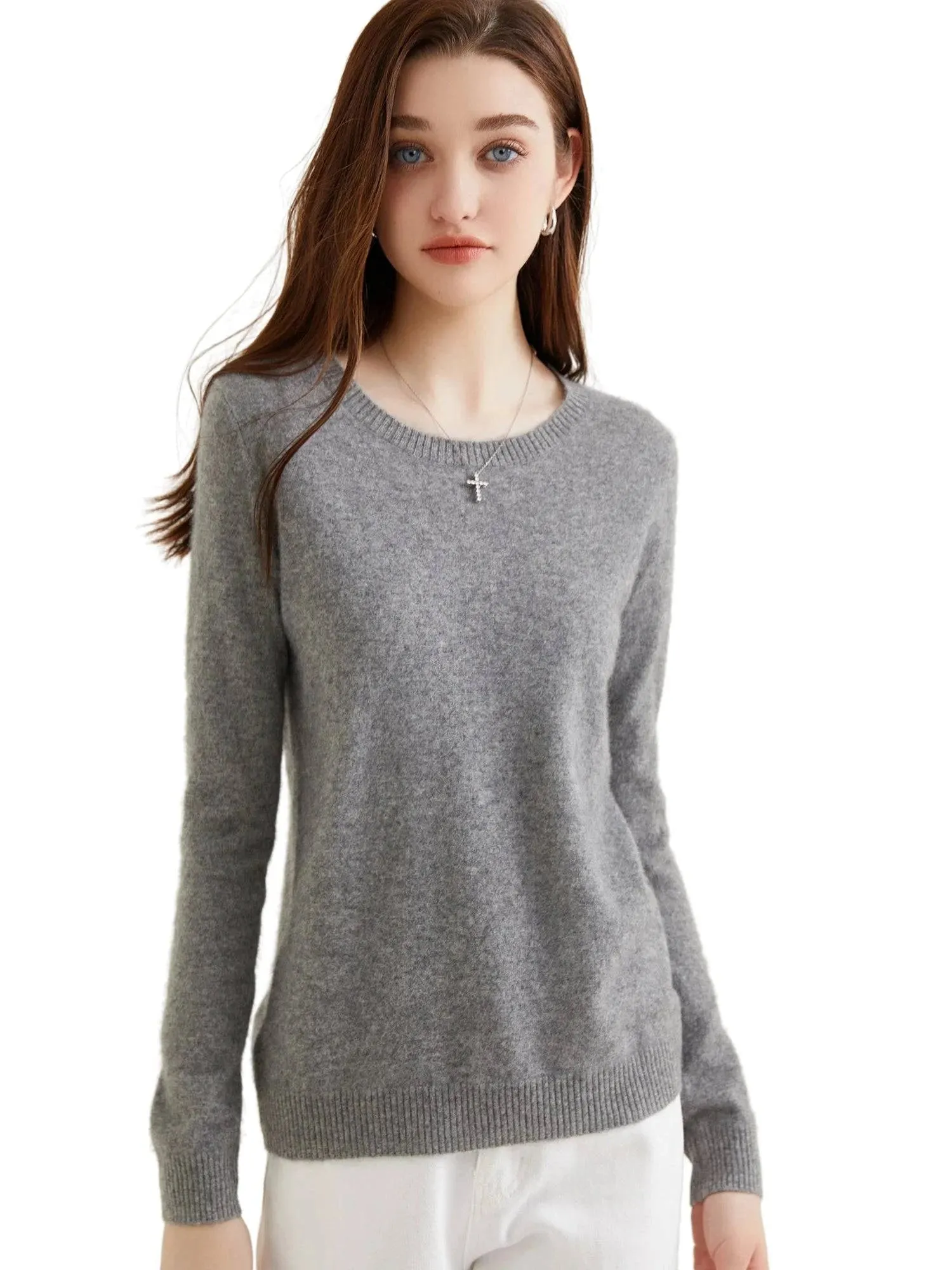 Women's 100% Cashmere O-Neck Sweater - Soft and Stylish Knitwear