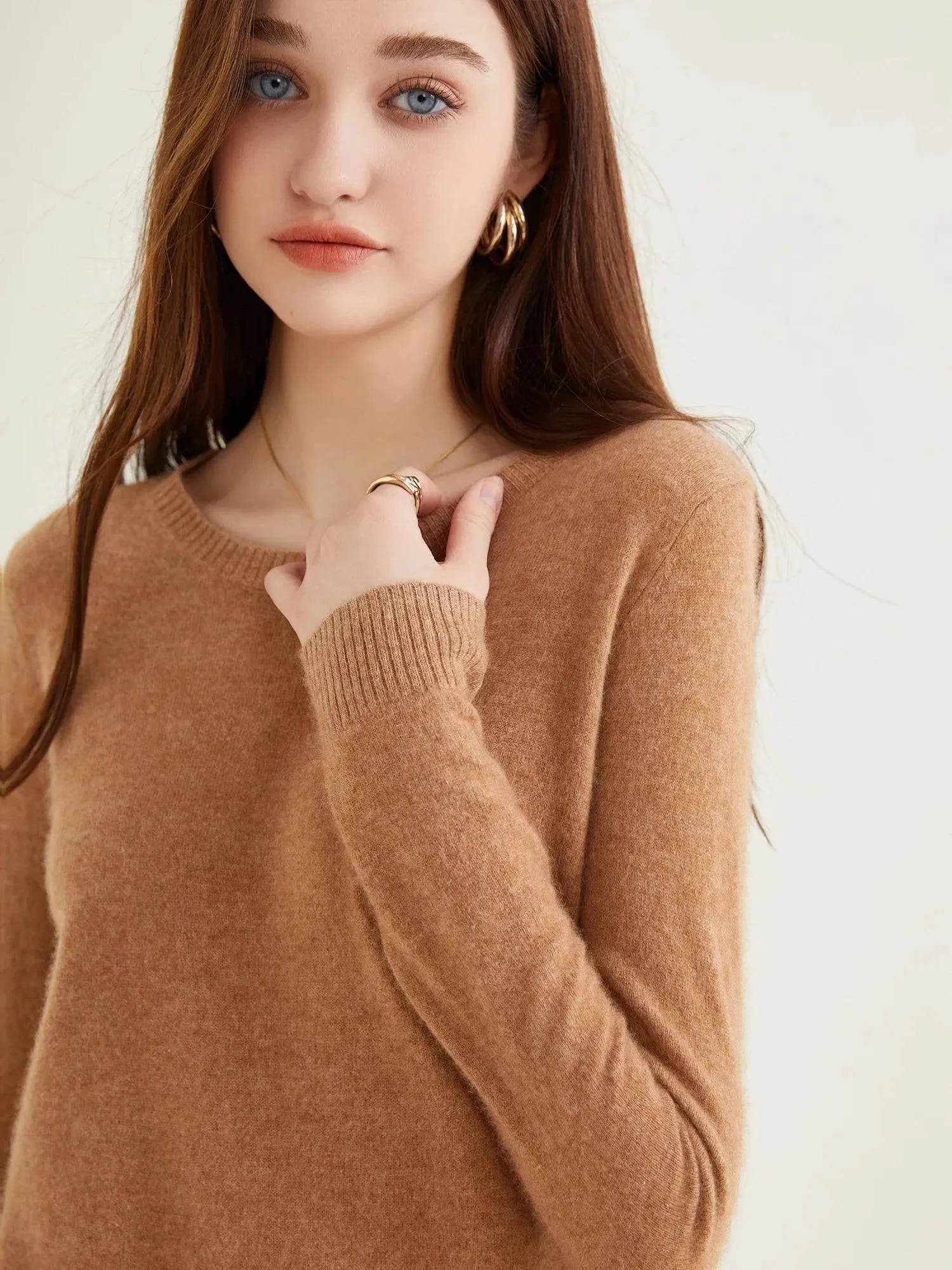 Women's 100% Cashmere O-Neck Sweater - Soft and Stylish Knitwear
