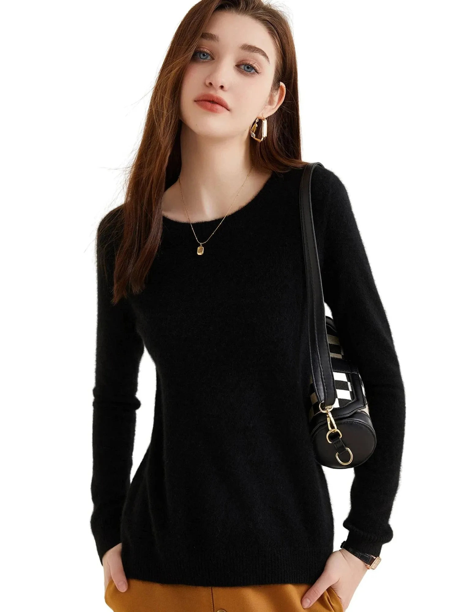 Women's 100% Cashmere O-Neck Sweater - Soft and Stylish Knitwear