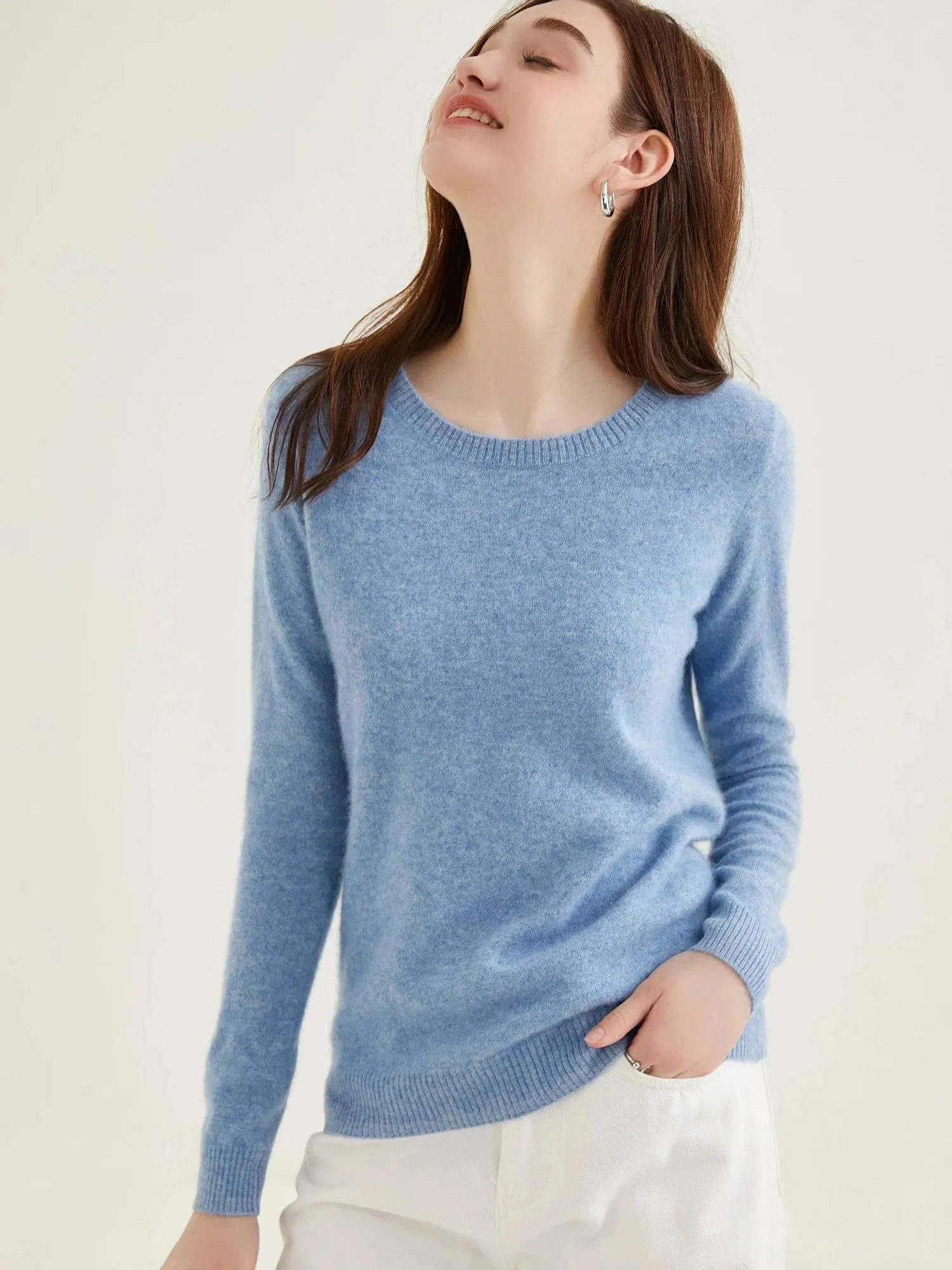 Women's 100% Cashmere O-Neck Sweater - Soft and Stylish Knitwear