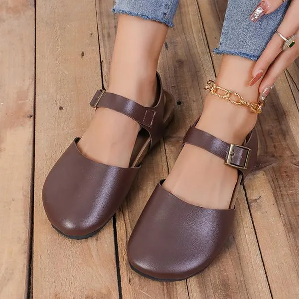 Women's Casual Flat Buckle Cork Sole Sandals 35750939S
