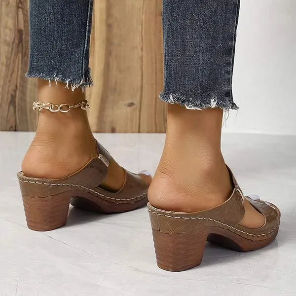 Women's Chunky Heel High Heel Slide Sandals 96966645C