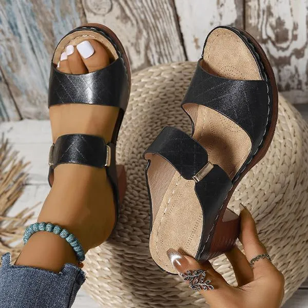 Women's Chunky Heel High Heel Slide Sandals 96966645C