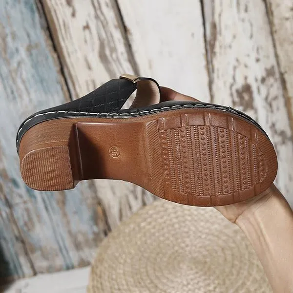 Women's Chunky Heel High Heel Slide Sandals 96966645C
