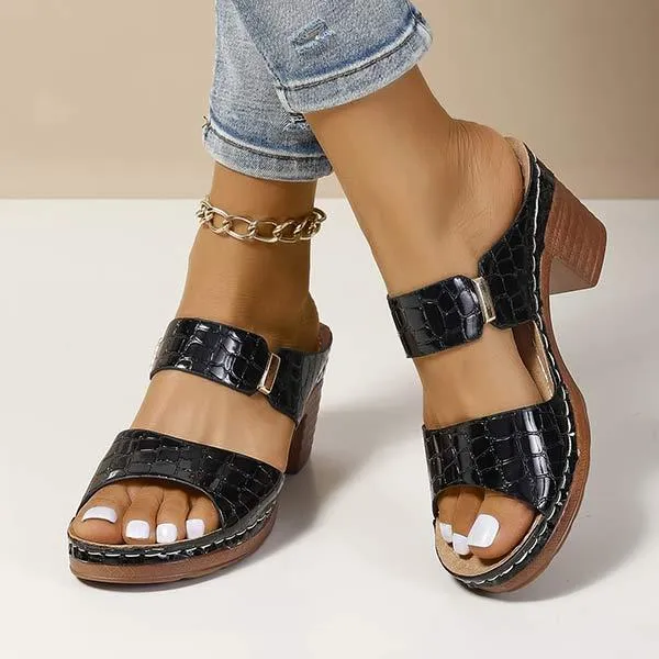 Women's Chunky Heel High Heel Slide Sandals 96966645C