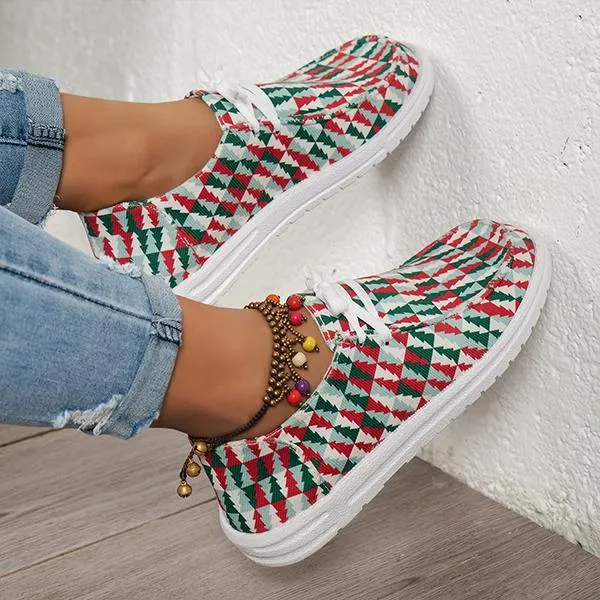 Women's Fashionable Casual Plaid Flat Canvas Shoes 68233621S